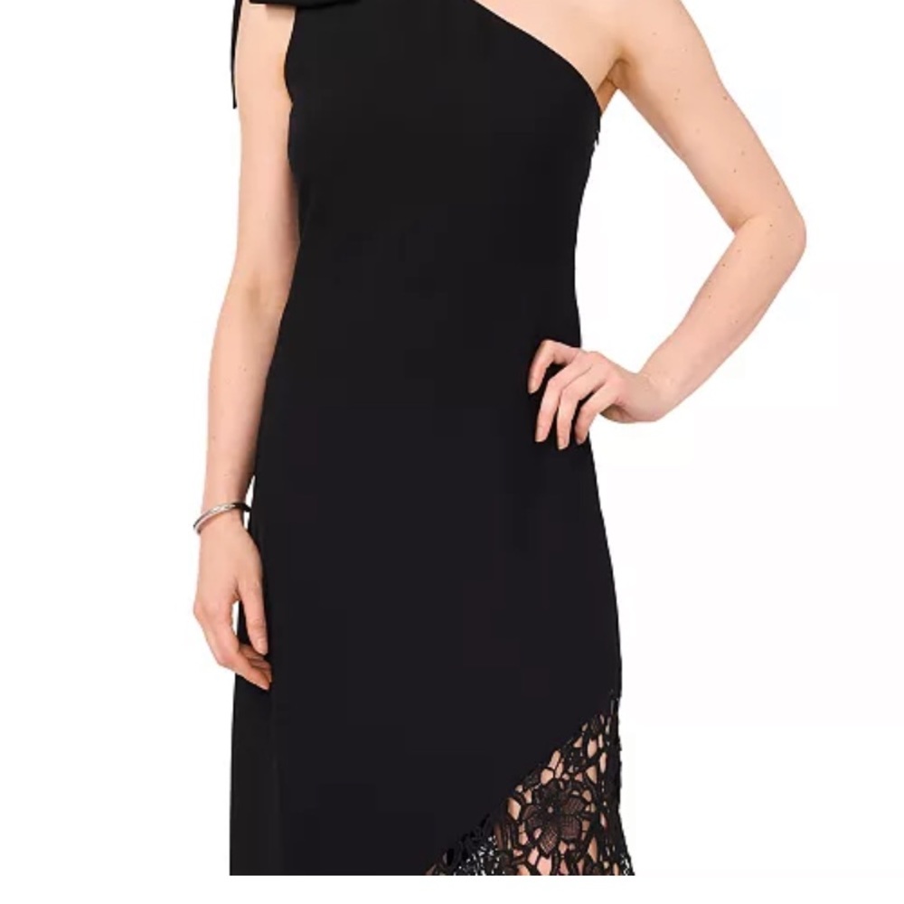 Cecelia one shoulder long black side lace dress size 2